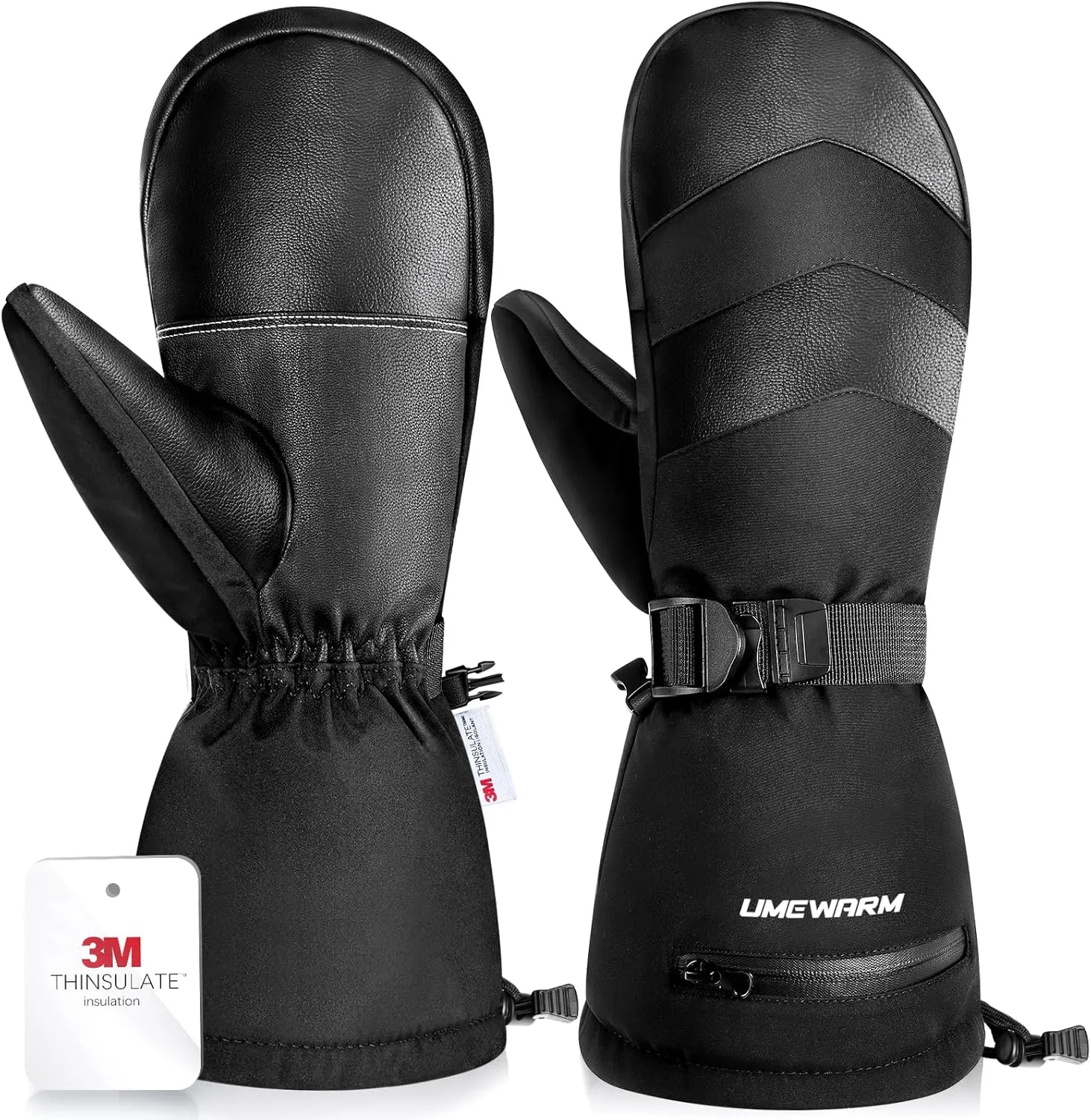 -10°F Winter Ski Mittens for Men & Women Made with 3M C100 Insulation, Double Waterproof Winter Ski Gloves, 2X Warmer Snowboard Mittens with 5-Layer Fabric