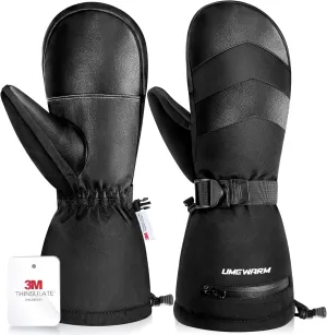 -10°F Winter Ski Mittens for Men & Women Made with 3M C100 Insulation, Double Waterproof Winter Ski Gloves, 2X Warmer Snowboard Mittens with 5-Layer Fabric