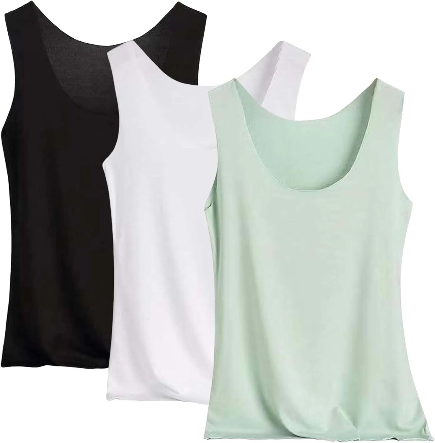 3PCS Women's Workout Tank Tops in Ice Silk Quick Dry Sleeveless Basic Undershirt Casual Workout Scoop Neck Outfits