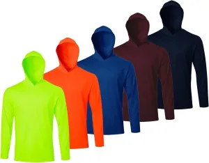 5 Pack Mens Long Sleeve Tee Shirts Quick Dry Sun Protection Hoodie Fishing Shirts Workout Shirts