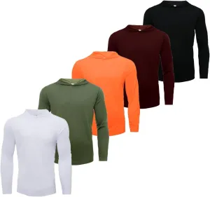 5 Pack Mens Long Sleeve Tee Shirts Quick Dry Sun Protection Hoodie Fishing Shirts Workout Shirts