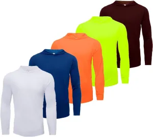 5 Pack Mens Long Sleeve Tee Shirts Quick Dry Sun Protection Hoodie Fishing Shirts Workout Shirts