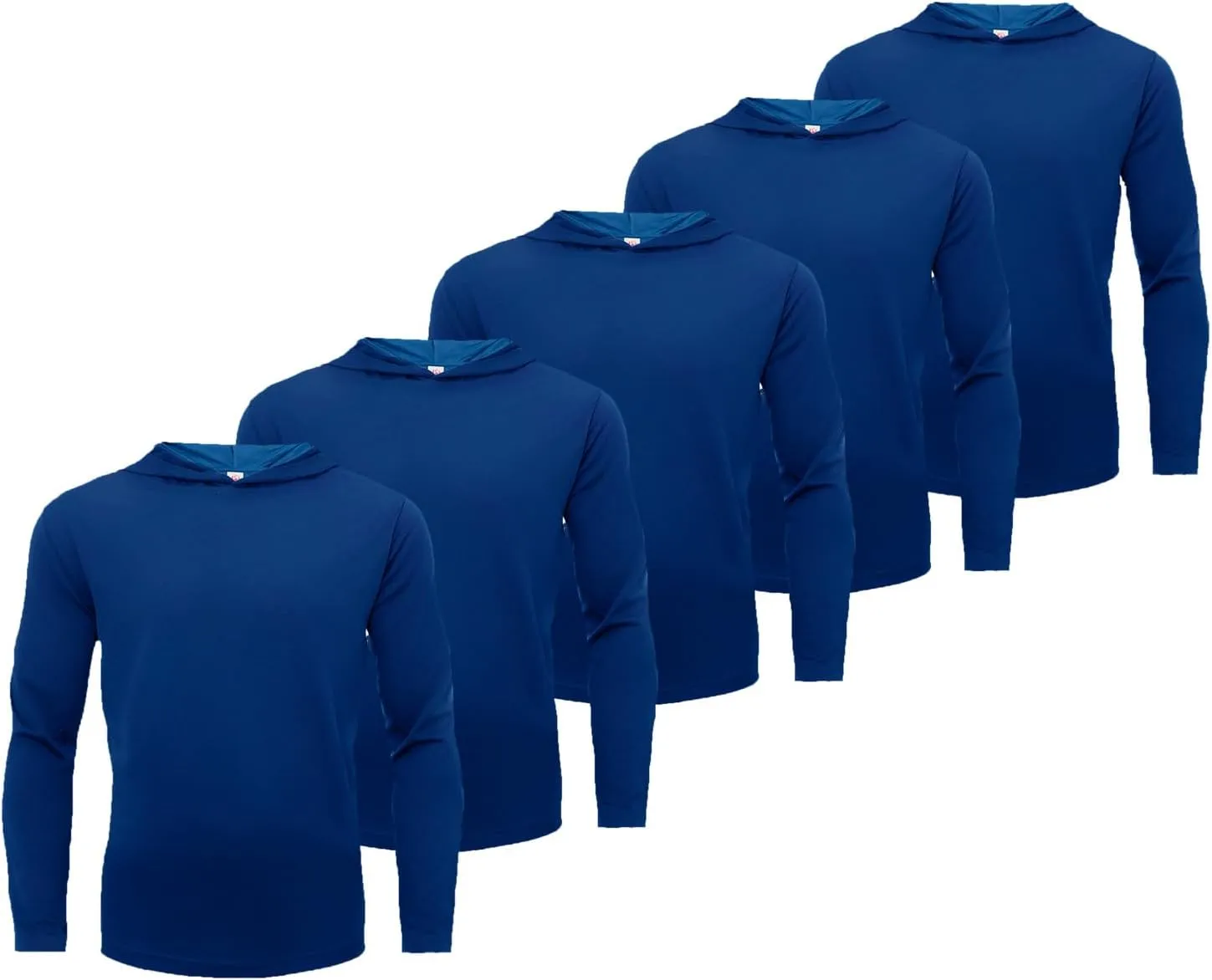 5 Pack Mens Long Sleeve Tee Shirts Quick Dry Sun Protection Hoodie Fishing Shirts Workout Shirts