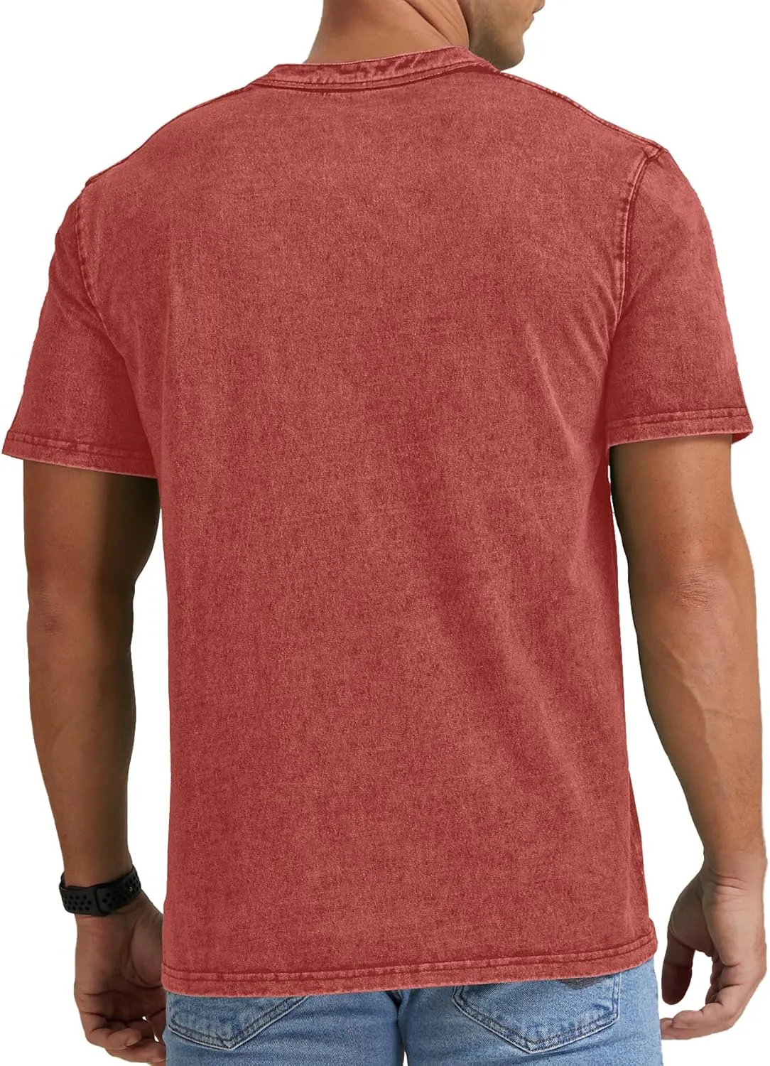 Aimeilgot Mens Distressed Henley Shirts Casual Washed T-Shirts Retro Short Sleeve Tee Cotton Shirts