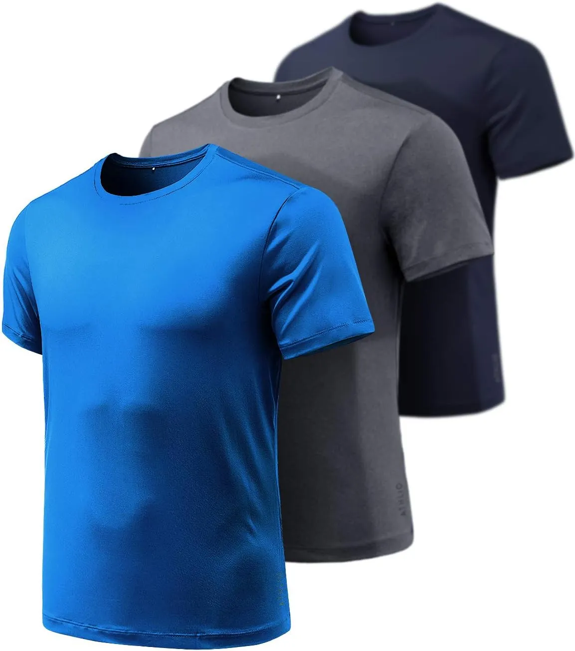ATHLIO Men's Workout Running Shirts, Sun Protection Quick Dry Athletic Shirts, Short Sleeve Gym T-Shirts
