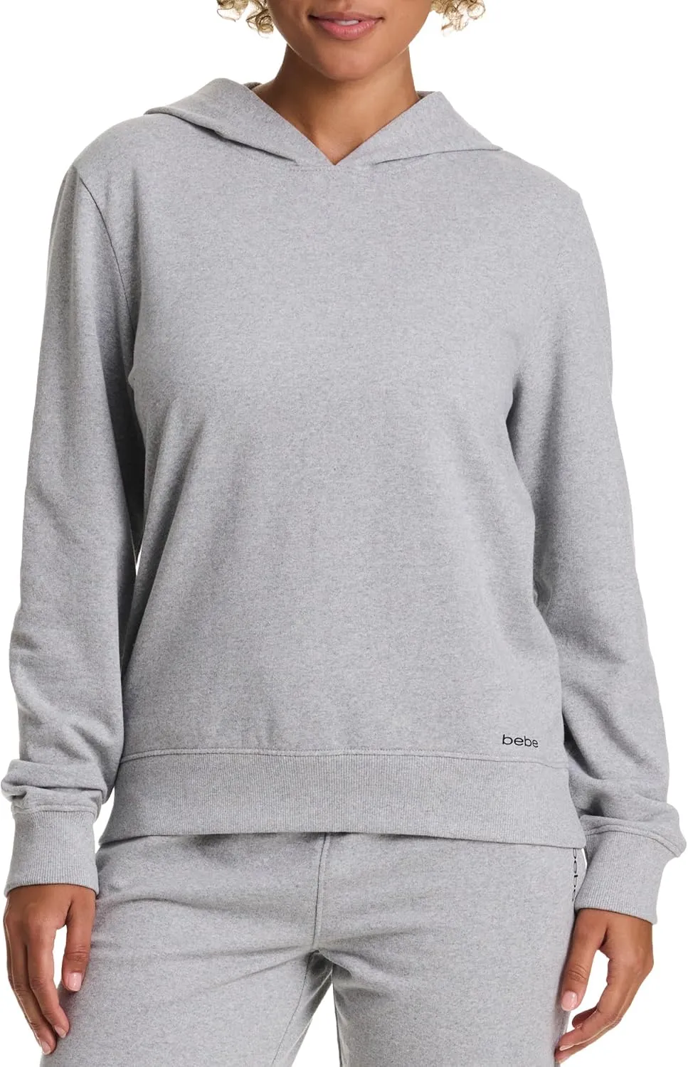 bebe French Terry Hoodies for Women, Pullover Sweatshirts for Women, Comfy and Cute Sweatshirt, Regular and Plus Size