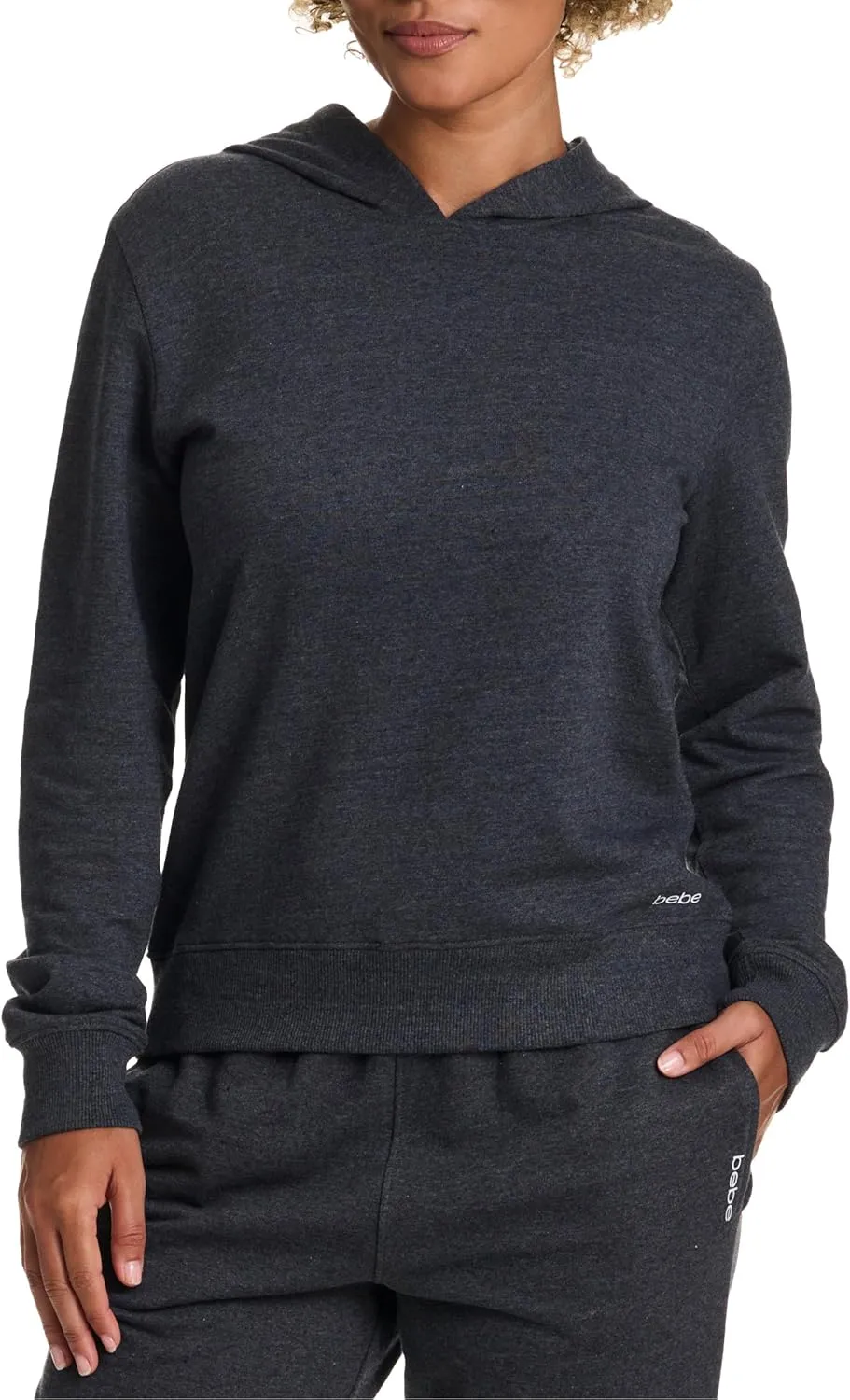 bebe French Terry Hoodies for Women, Pullover Sweatshirts for Women, Comfy and Cute Sweatshirt, Regular and Plus Size