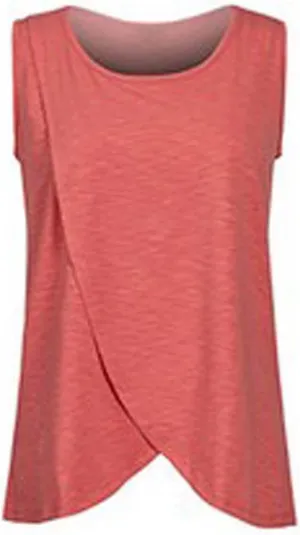 Binmer Women's Maternity Tops Sleeveless Crewneck Double Layer Breastfeeding Shirts 2024 Summer Casual Nursing Tank Vest