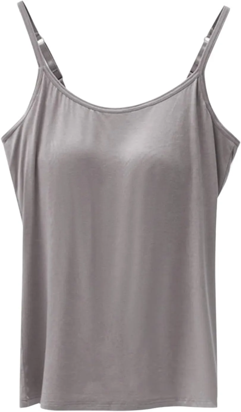 Built in Bra Tshirts for Womens Padded Active Tops Sleeveless Blouses Fall Soft Pajama Casual Shirts for Workout