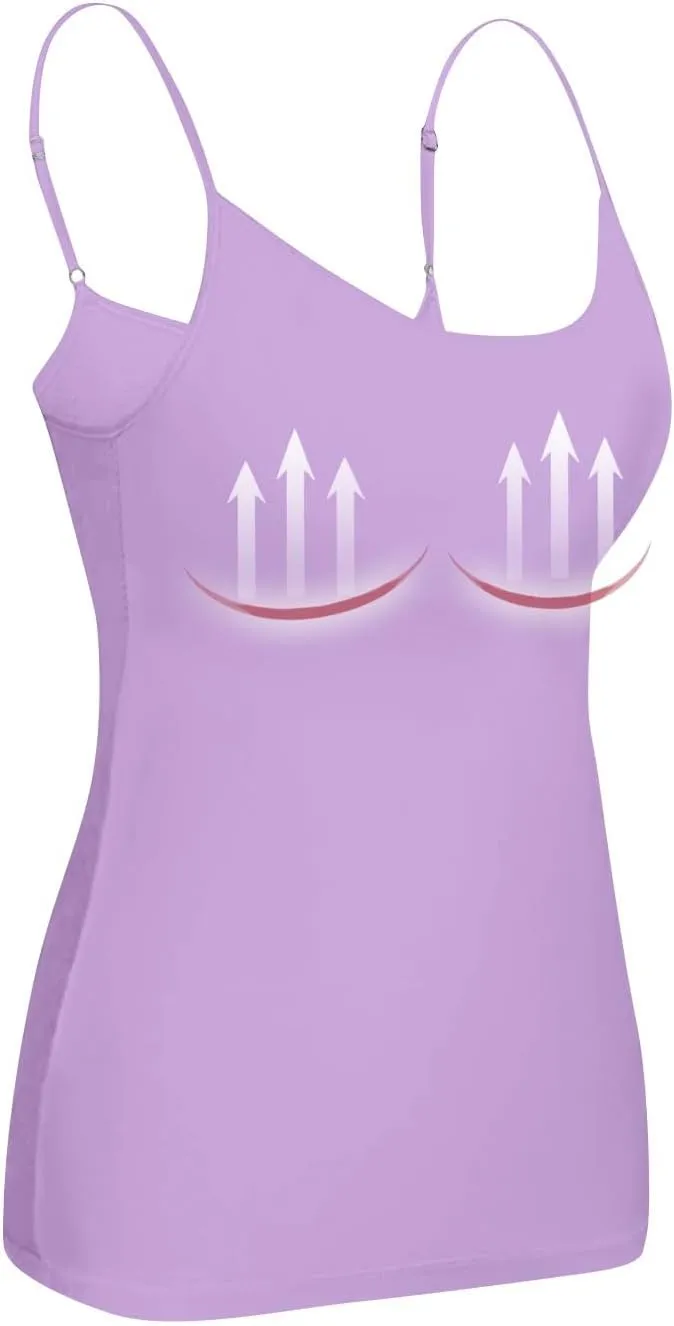 Camisole Tops for Women Built in Bra Adjustable Spaghetti Strap Workout Yoga Shirts Basic Tank Tops Layer Padded Bra