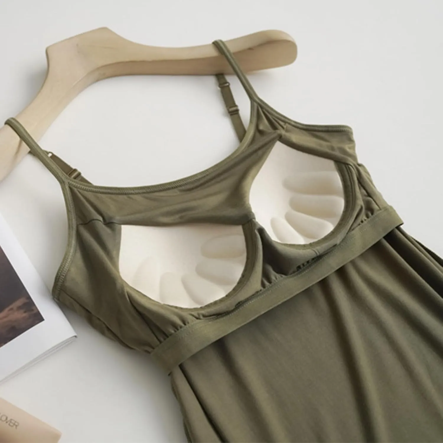 Camisole Tops for Women Built in Bra Summer Adjustable Spaghetti Strap Cami Tank Longline Sports Undershirts
