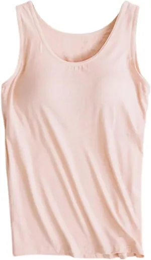 Camisole Tops for Women Summer 2025 Spaghetti Strap Basic Padded Tank Top with Built in Bra Workout Yoga Shirts