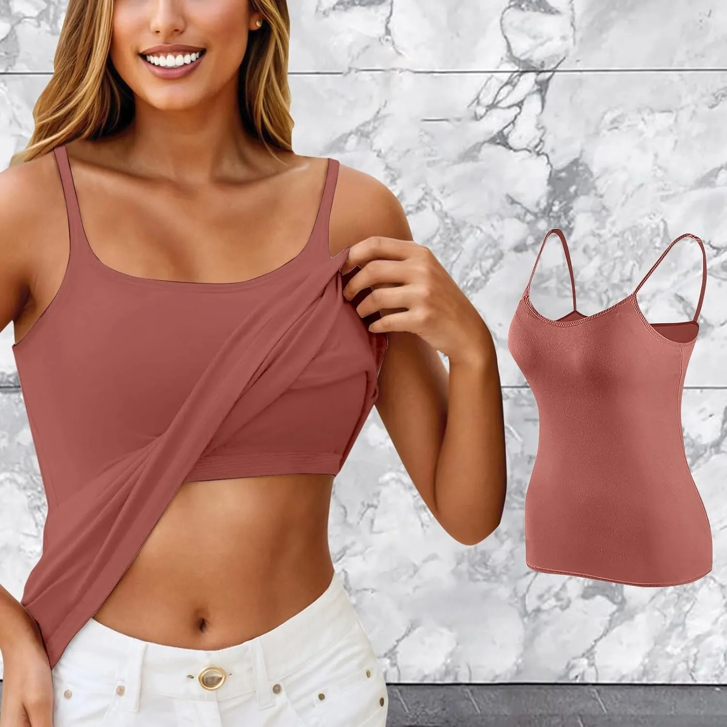 Camisole Tops for Women Summer Adjustable Strap Padded Tank Top Wtih Shelf Bra Workout Yoga Shirts