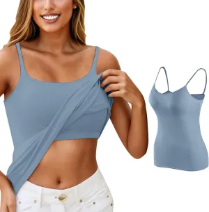 Camisole Tops for Women Summer Adjustable Strap Padded Tank Top Wtih Shelf Bra Workout Yoga Shirts