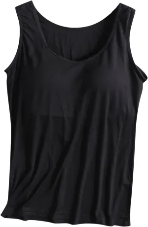 Camisole Tops for Women Summer Spaghetti Strap Basic Padded Tank Top with Built in Bra Workout Yoga Shirts