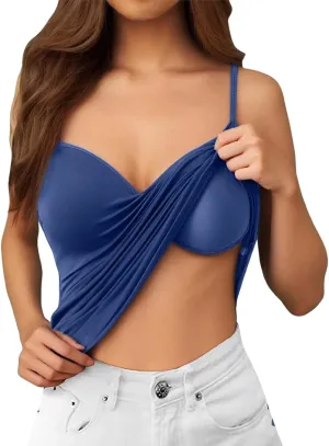 Camisole Tops for Women Wtih Shelf Bra Adjustable Strap Workout Yoga Shirt Summer Tank Top Layer Padded Bra