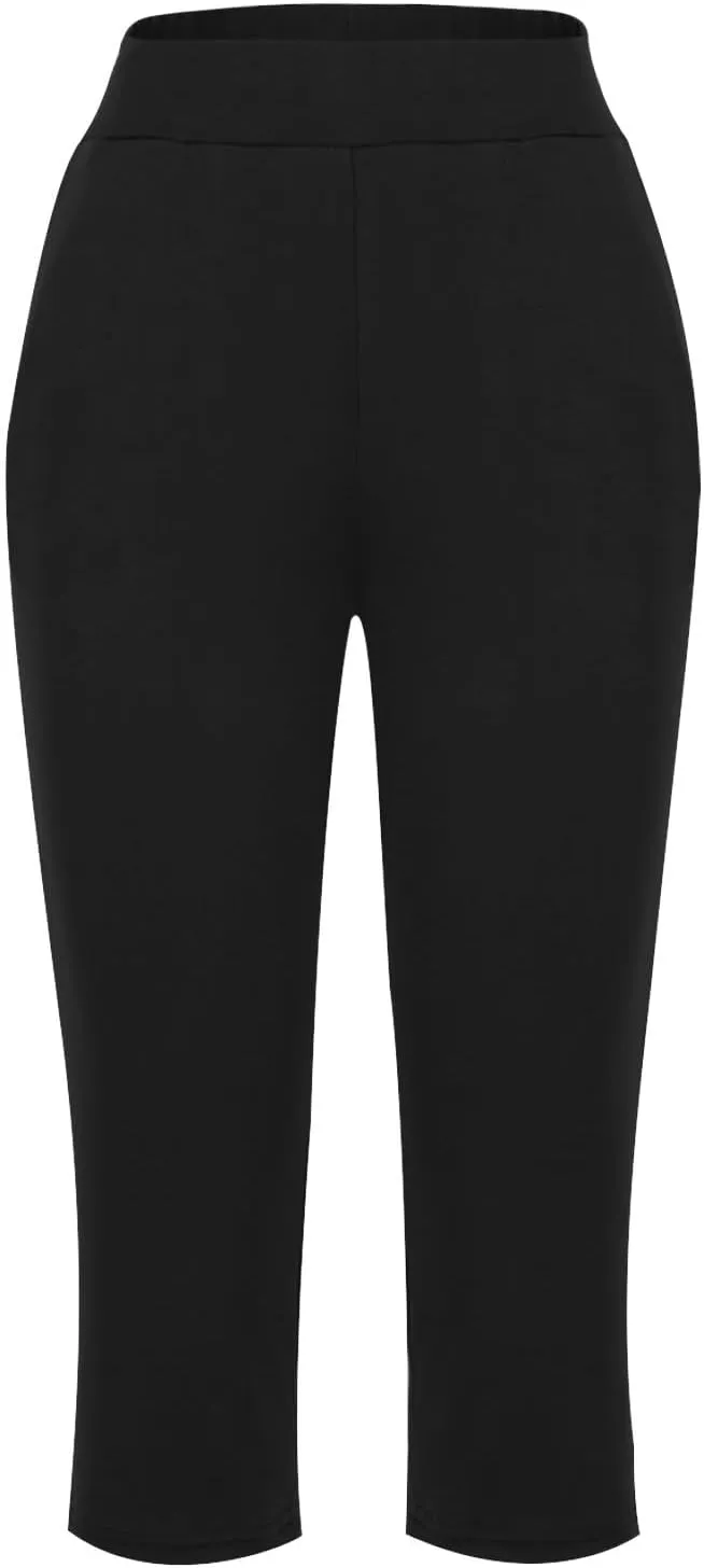 Capri Pants for Women Casual Summer Pants Stretchy Yoga Pants High Waisted Athletic Pants Crop Pants with Pockets