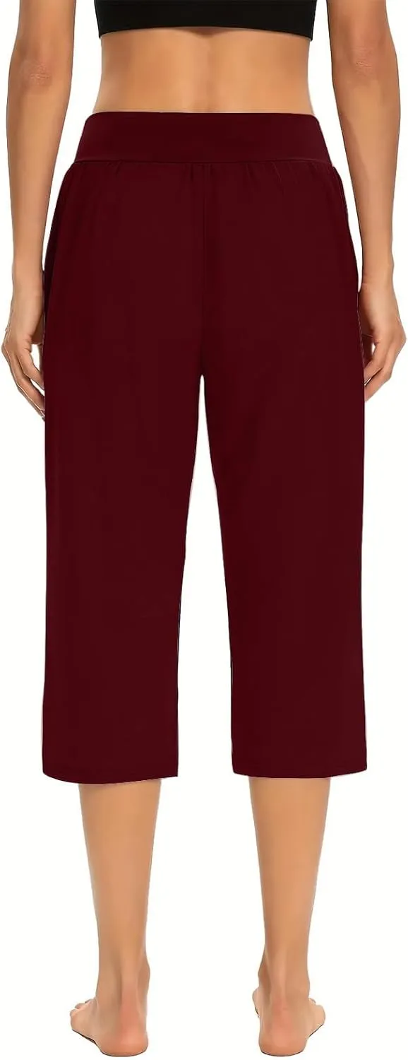 Capri Pants for Women Casual Summer Pants Stretchy Yoga Pants High Waisted Athletic Pants Crop Pants with Pockets