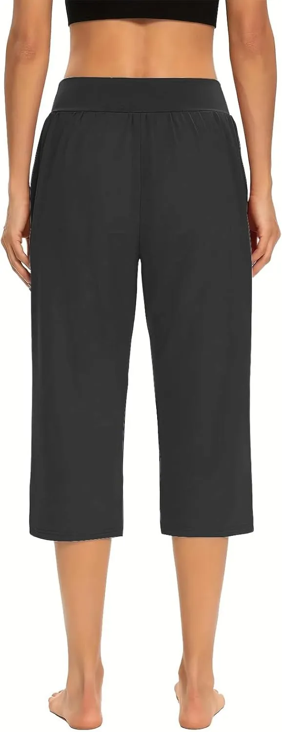 Capri Pants for Women Casual Summer Pants Stretchy Yoga Pants High Waisted Athletic Pants Crop Pants with Pockets