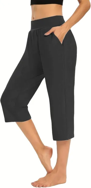 Capri Pants for Women Casual Summer Pants Stretchy Yoga Pants High Waisted Athletic Pants Crop Pants with Pockets