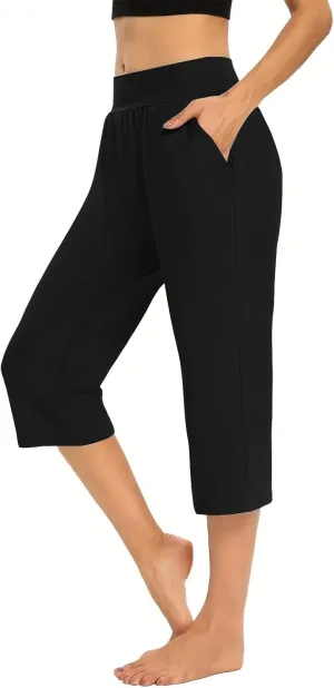 Capri Pants for Women Casual Summer Pants Stretchy Yoga Pants High Waisted Athletic Pants Crop Pants with Pockets