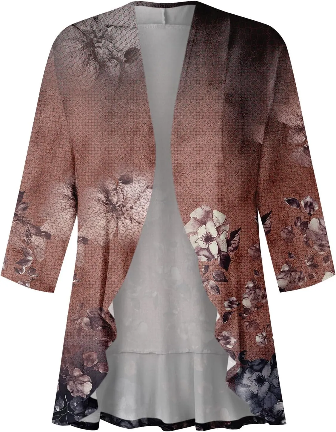 Cardigans for Women 2025 Retro Print Lightweight Cardigans Casual Duster Jackets 3/4 Sleeve Blouse Tops Coat
