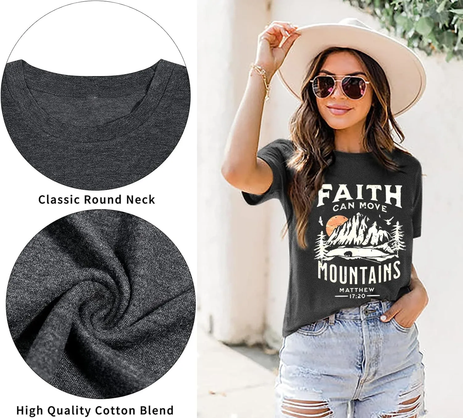 Christian Faith Shirts for Women Butterfly Daisy Graphic Casual T Shirts