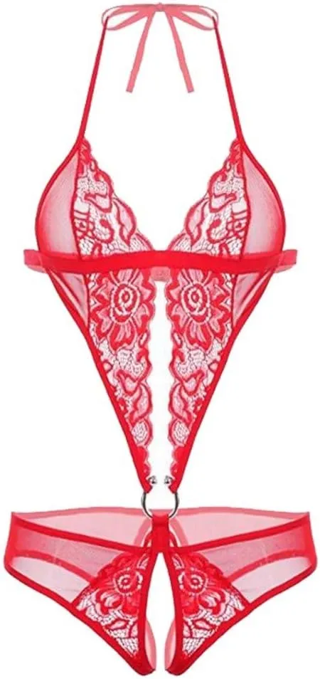 Christmas Lingerie For Women Underwear Set Wrap Chest Hollow Bras Set Night Bar Clubwear Deep V Teddy Babydoll