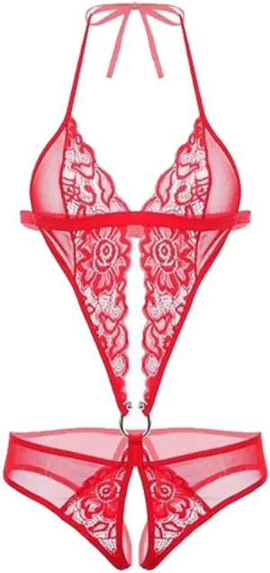Christmas Lingerie For Women Underwear Set Wrap Chest Hollow Bras Set Night Bar Clubwear Deep V Teddy Babydoll