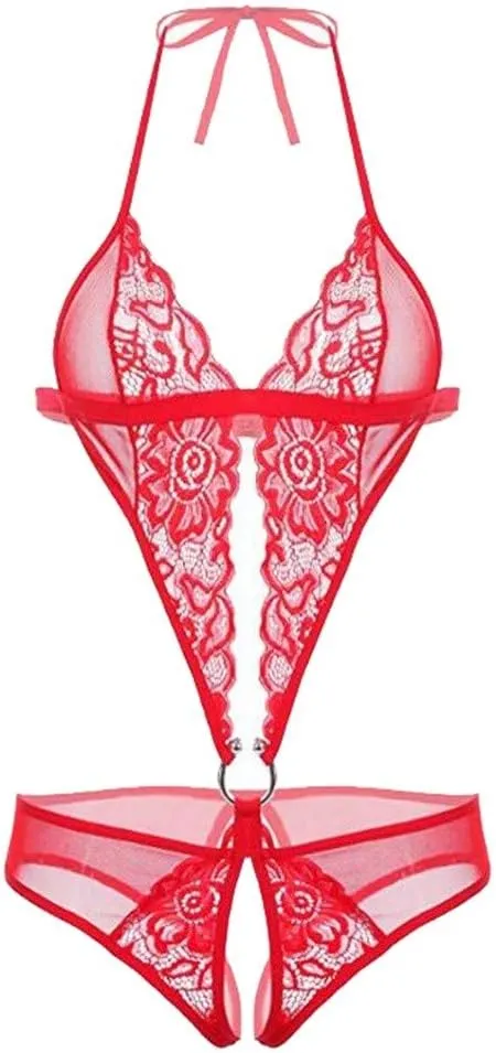 Christmas Lingerie For Women Underwear Set Wrap Chest Hollow Bras Set Night Bar Clubwear Deep V Teddy Babydoll
