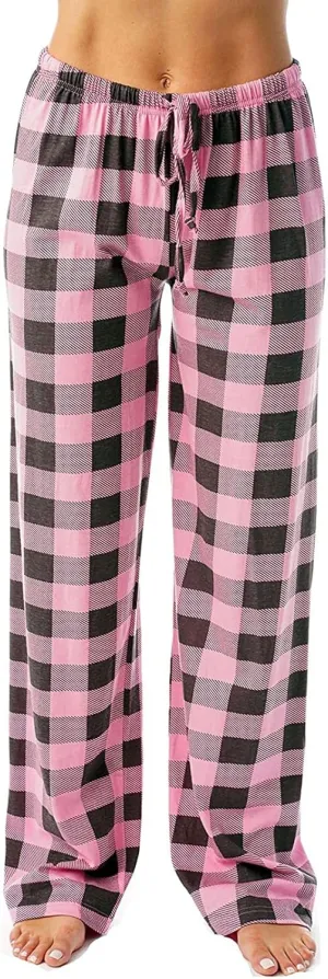 Christmas Pants for Women Buffalo Plaid Soft Sleepwear Lounge Pants Elastic Waistband Straight Leg Loungewear Pants