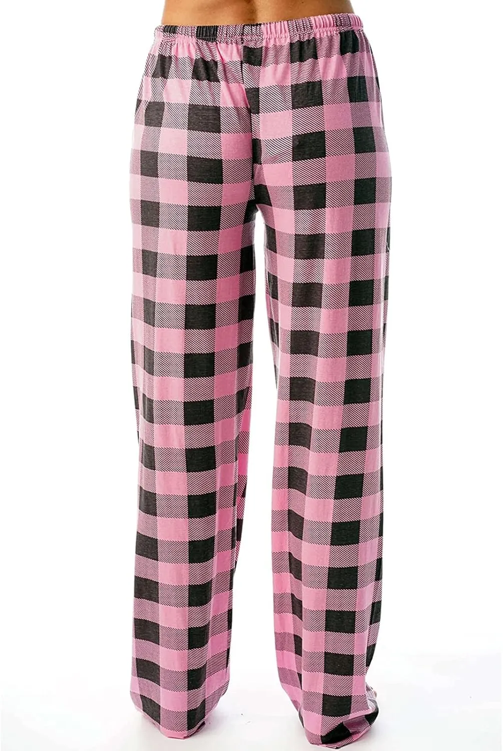 Christmas Pants for Women Buffalo Plaid Soft Sleepwear Lounge Pants Elastic Waistband Straight Leg Loungewear Pants