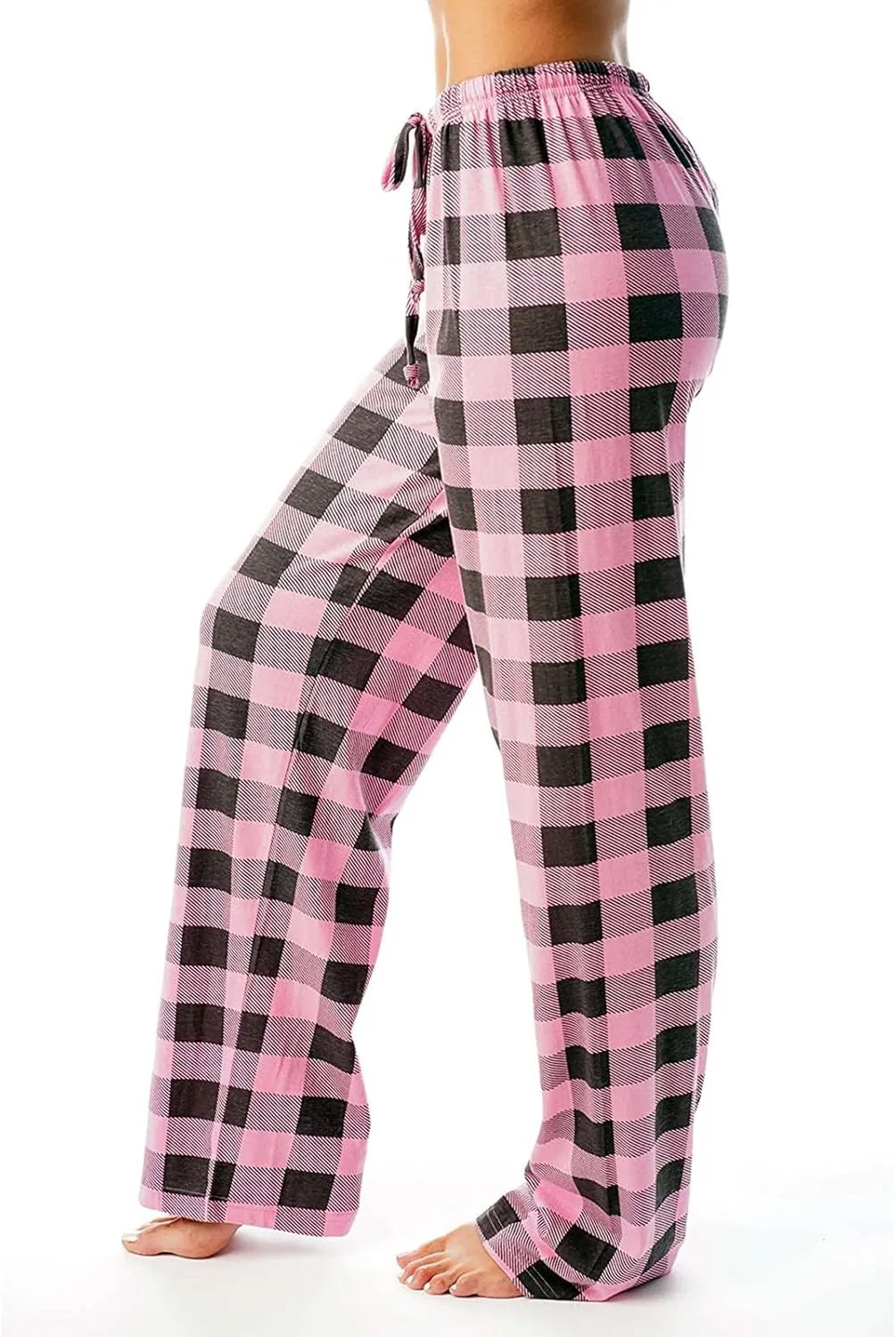 Christmas Pants for Women Buffalo Plaid Soft Sleepwear Lounge Pants Elastic Waistband Straight Leg Loungewear Pants