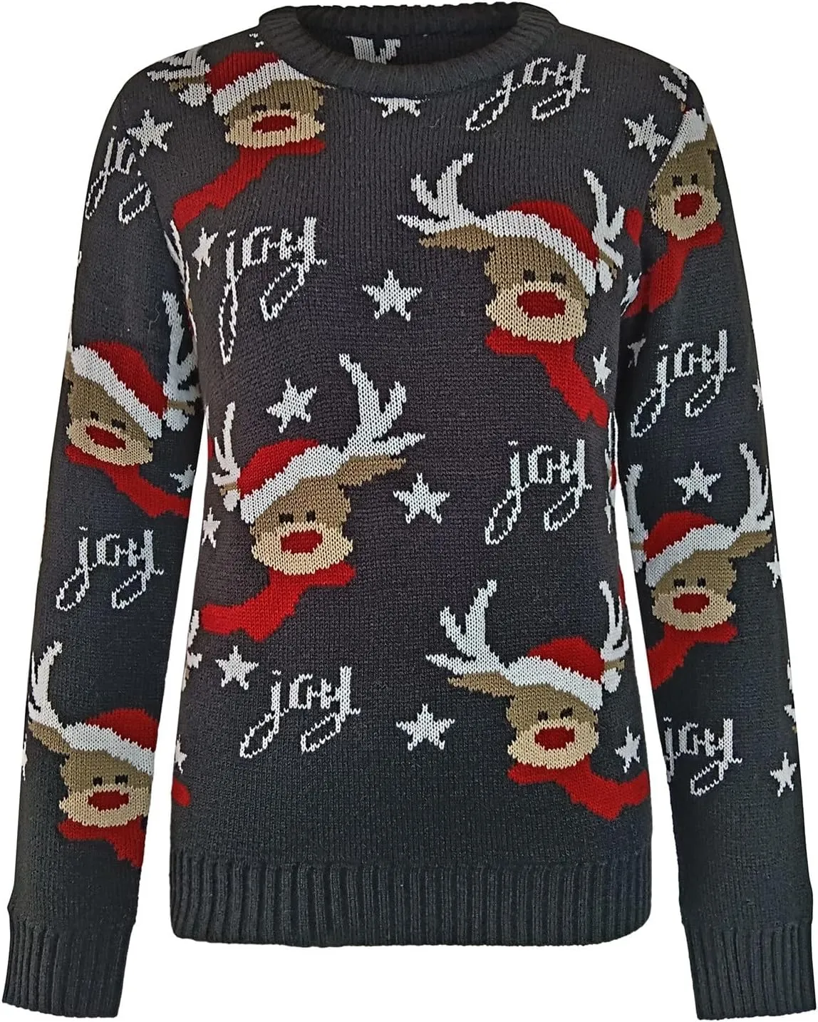 Christmas Sweater for Women 2023 Santa Claus Cute Pattern Jacquard Knit Sweatshirts Long Sleeve Pullover Tops