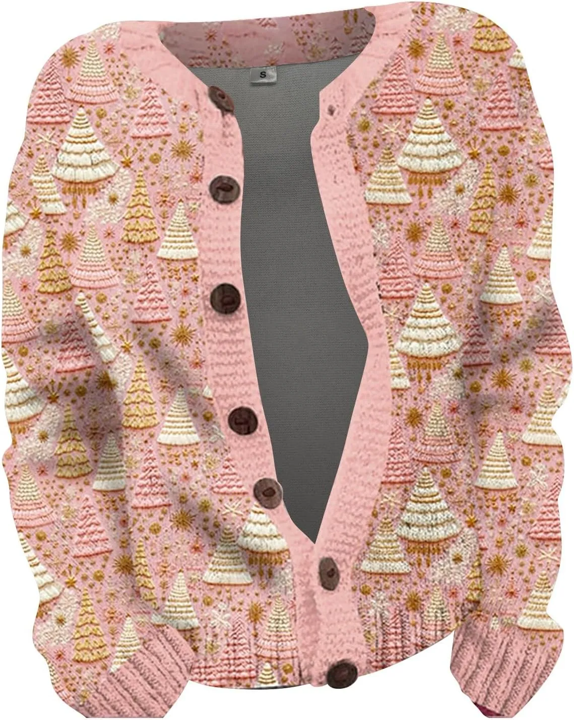 Christmas Sweaters for Women 2024 Ugly Funny Xmas Print Button Up Cardigans Fall Winter Long Sleeves Knit Tops Jackets