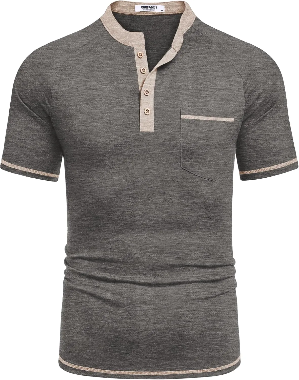 COOFANDY Mens Henley Shirts Short Sleeve Casual Button T-Shirts Basic Tee Shirts Summer Vintage T Shirts with Pocket