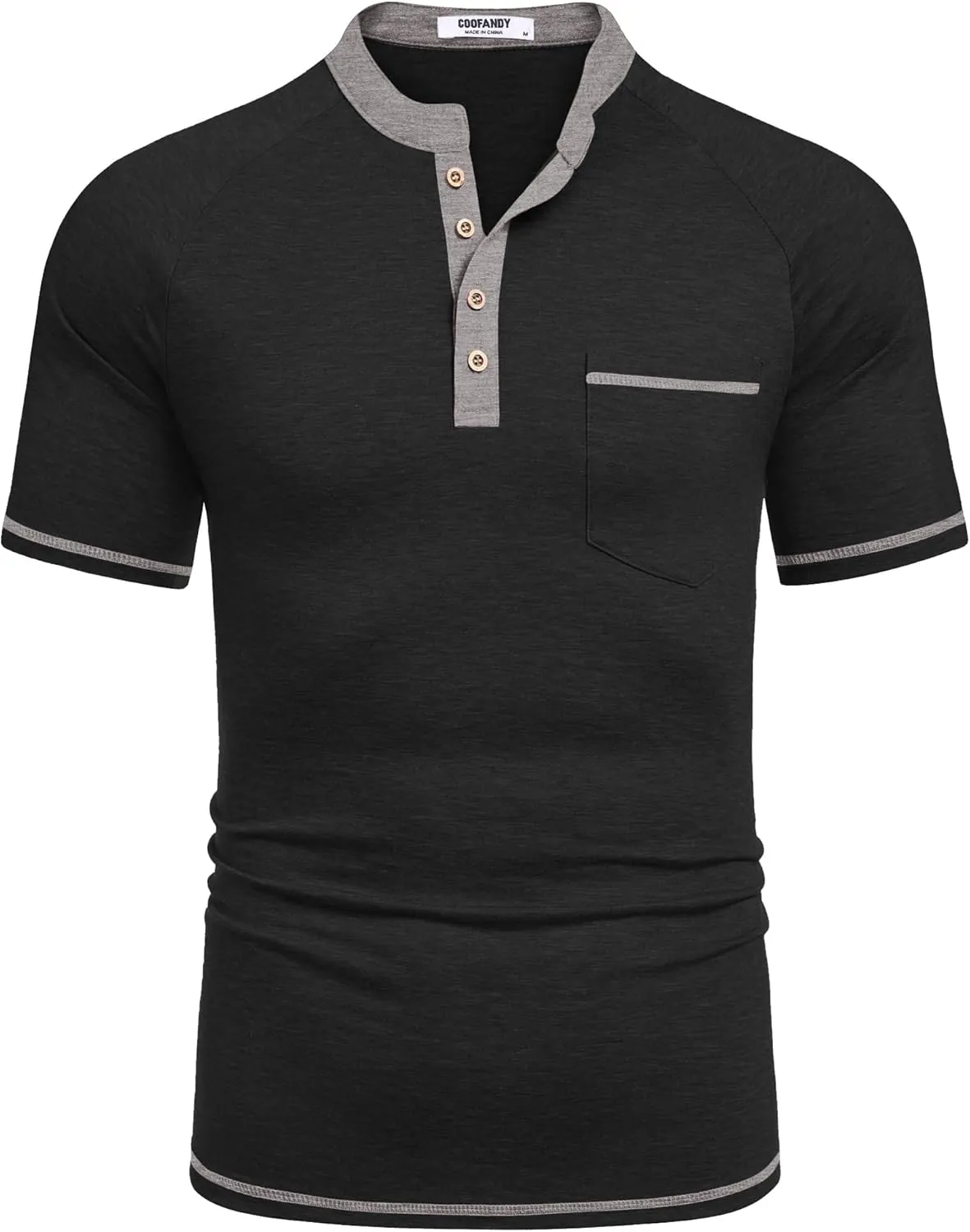 COOFANDY Mens Henley Shirts Short Sleeve Casual Button T-Shirts Basic Tee Shirts Summer Vintage T Shirts with Pocket