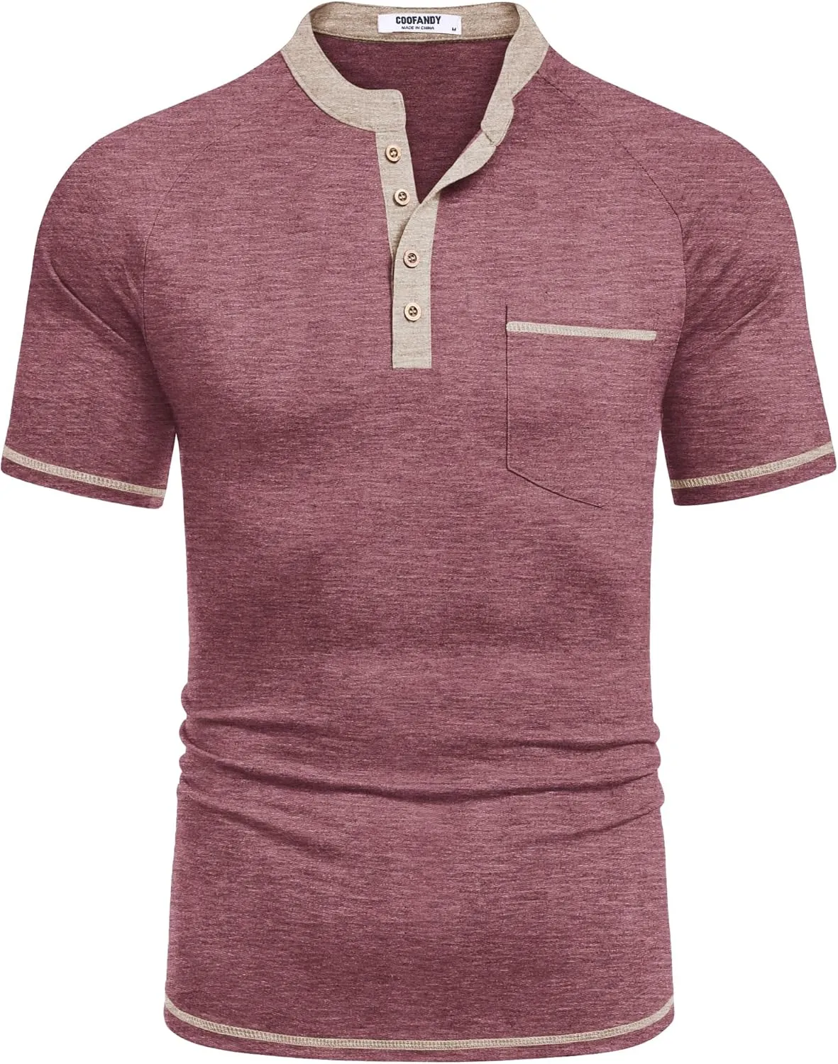 COOFANDY Mens Henley Shirts Short Sleeve Casual Button T-Shirts Basic Tee Shirts Summer Vintage T Shirts with Pocket