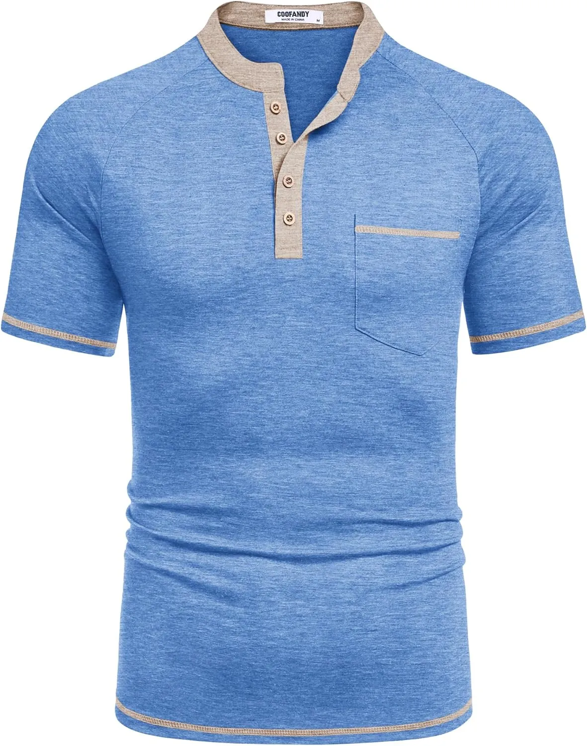 COOFANDY Mens Henley Shirts Short Sleeve Casual Button T-Shirts Basic Tee Shirts Summer Vintage T Shirts with Pocket