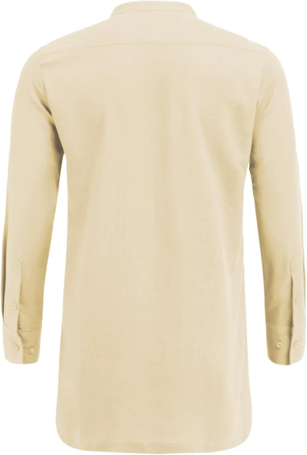 COOFANDY Men's Linen Henley Shirts Long Sleeve Collarless T-Shirts Longline Kurta Beach Shirts with Pocket