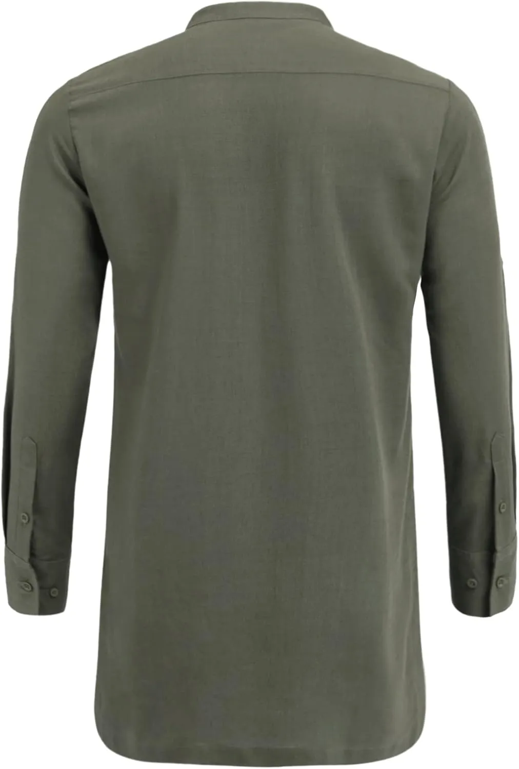 COOFANDY Men's Linen Henley Shirts Long Sleeve Collarless T-Shirts Longline Kurta Beach Shirts with Pocket