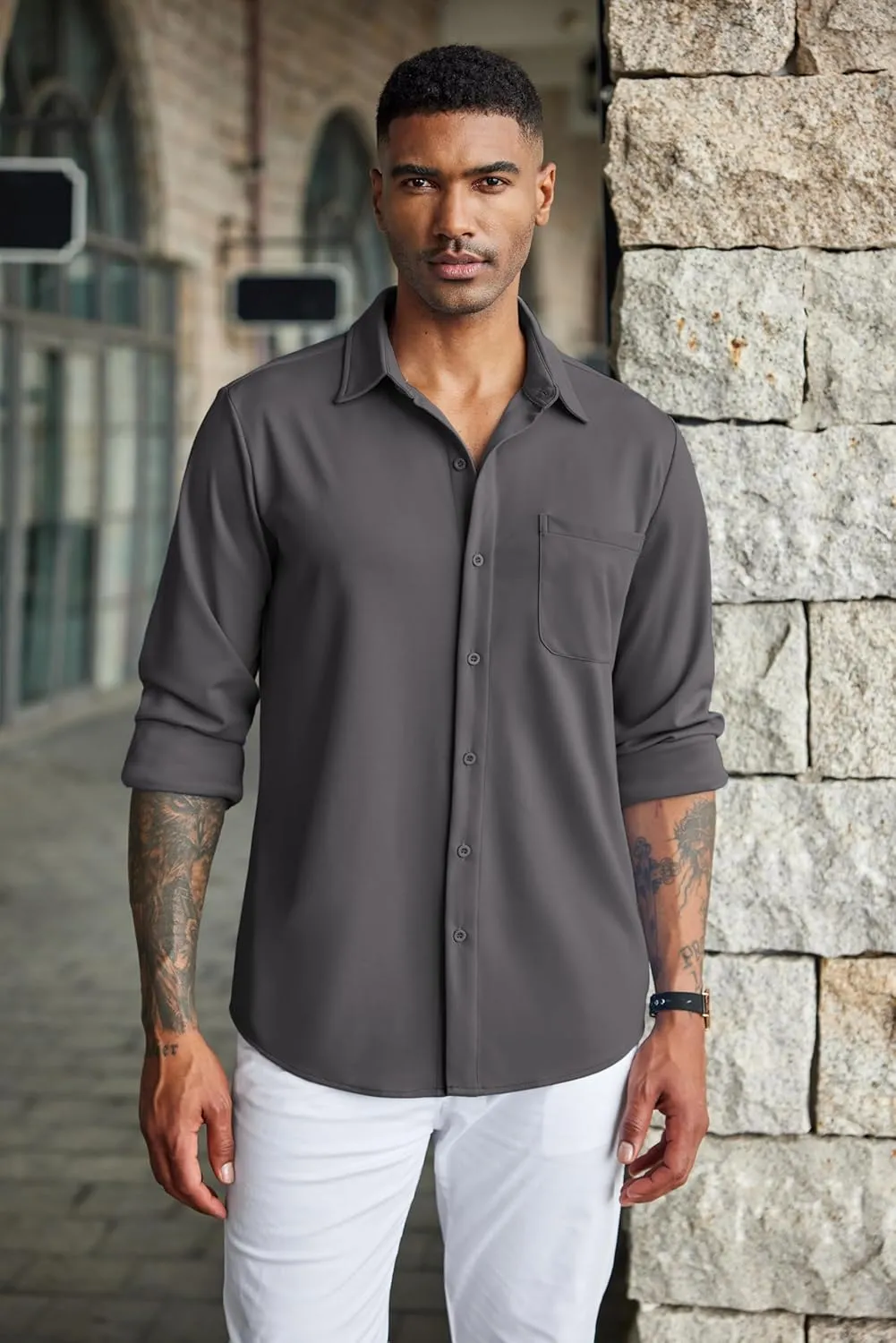 COOFANDY Men's Wrinkle Free Shirts Casual Long Sleeve Button Down Dress Shirts