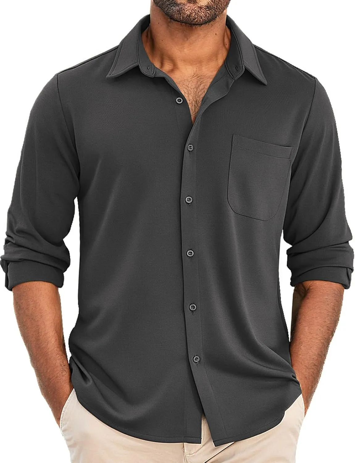 COOFANDY Men's Wrinkle Free Shirts Casual Long Sleeve Button Down Dress Shirts