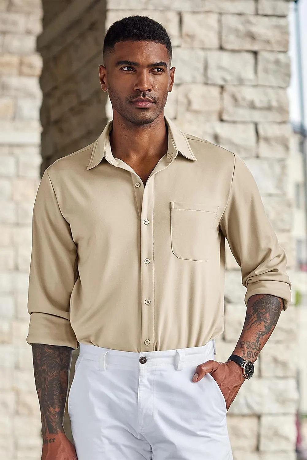 COOFANDY Men's Wrinkle Free Shirts Casual Long Sleeve Button Down Dress Shirts