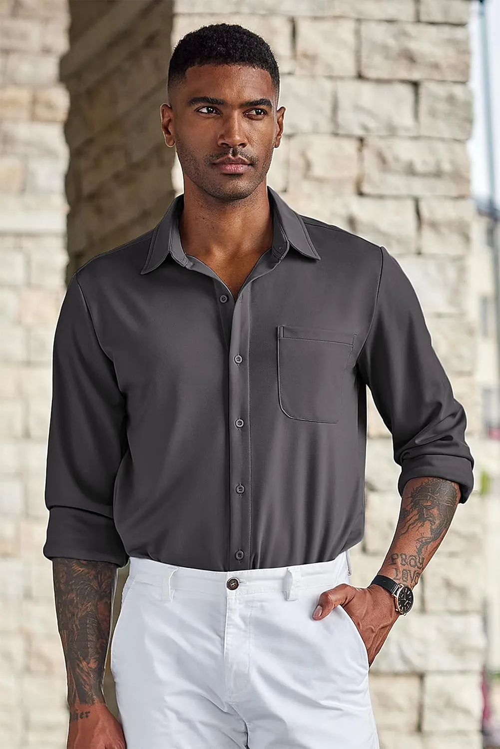 COOFANDY Men's Wrinkle Free Shirts Casual Long Sleeve Button Down Dress Shirts