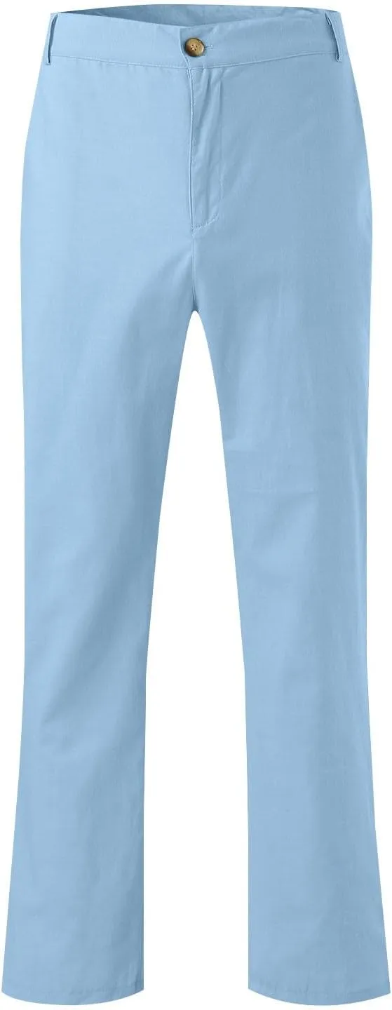 Cotton Linen Pants for Men 2025 Straight Legs Summer Beach Trousers Casual Baggy Loose Fit Yoga Pants with Pocket