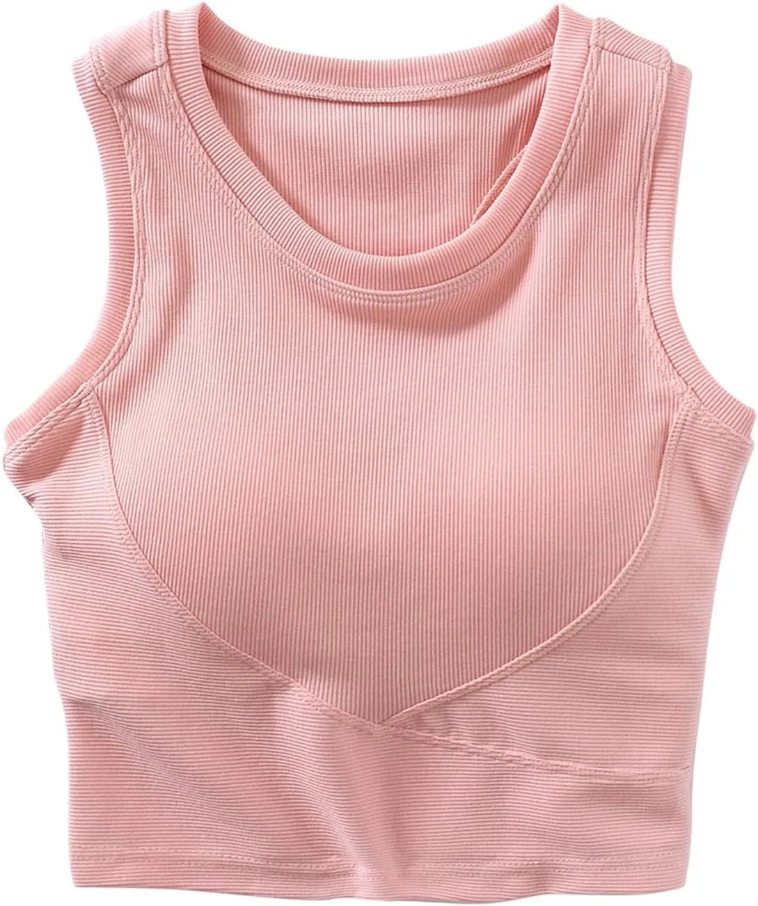 Cropped Sports Bras for Women Quick-Dry Padded Wirefree Workout Crop Cute Tank Tops Camisole Yoga Fitness Running Gym