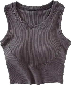 Cropped Sports Bras for Women Quick-Dry Padded Wirefree Workout Crop Cute Tank Tops Camisole Yoga Fitness Running Gym
