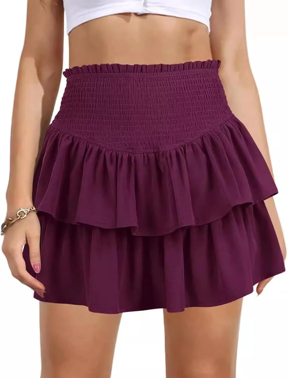 Cute Mini Lace Skirts for Women Pleated Skirt Layered Lace Trim Half Slips A-Line Puffy Flowy Party Skirt