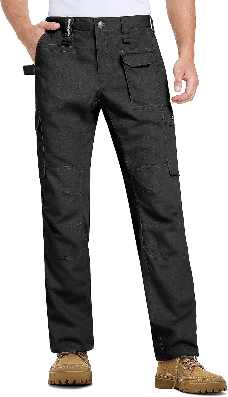 DURAWERK Men's Cargo Pants, Water Resistant Work Pants, Durable Ripstop Tactical Pants, EDC Hiking Pants, Hunting Pants